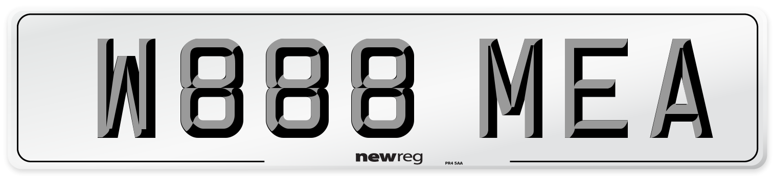 W888 MEA Number Plate from New Reg